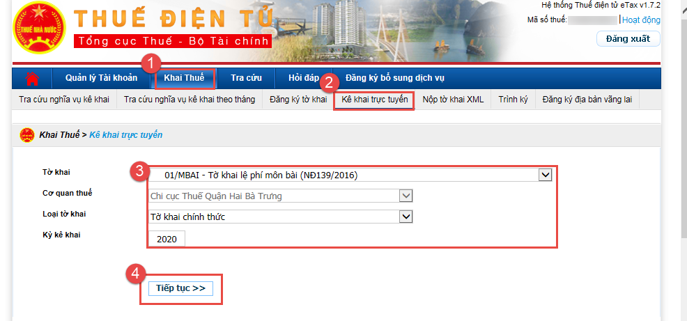 kê khai trực tuyến