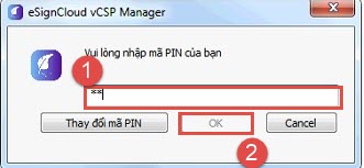 nhập mã pin ký số