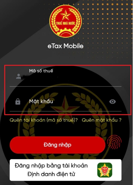 đăng nhập etax