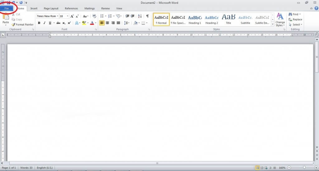 Bước 1: Mở Microsoft Office Word => Chọn File trên thanh công cụ