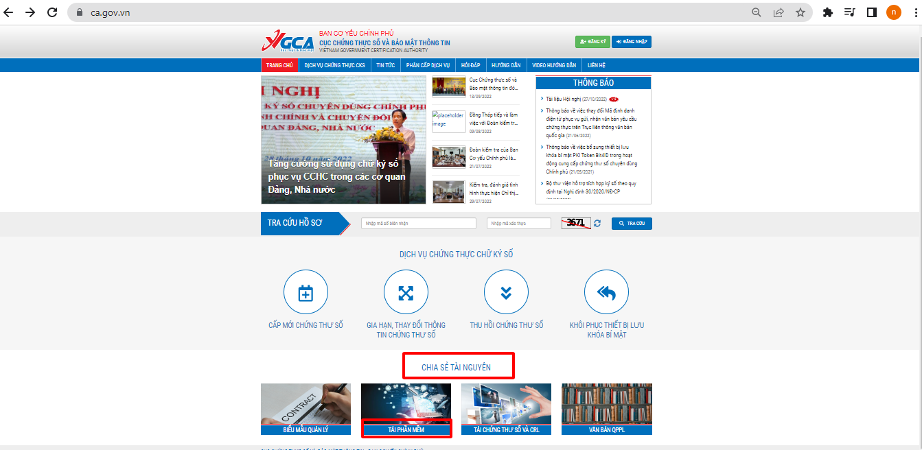 cập nhật chữ ký số ban cơ yếu chính phủ