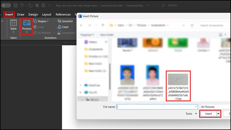 Chèn chữ ký viết tay vào word