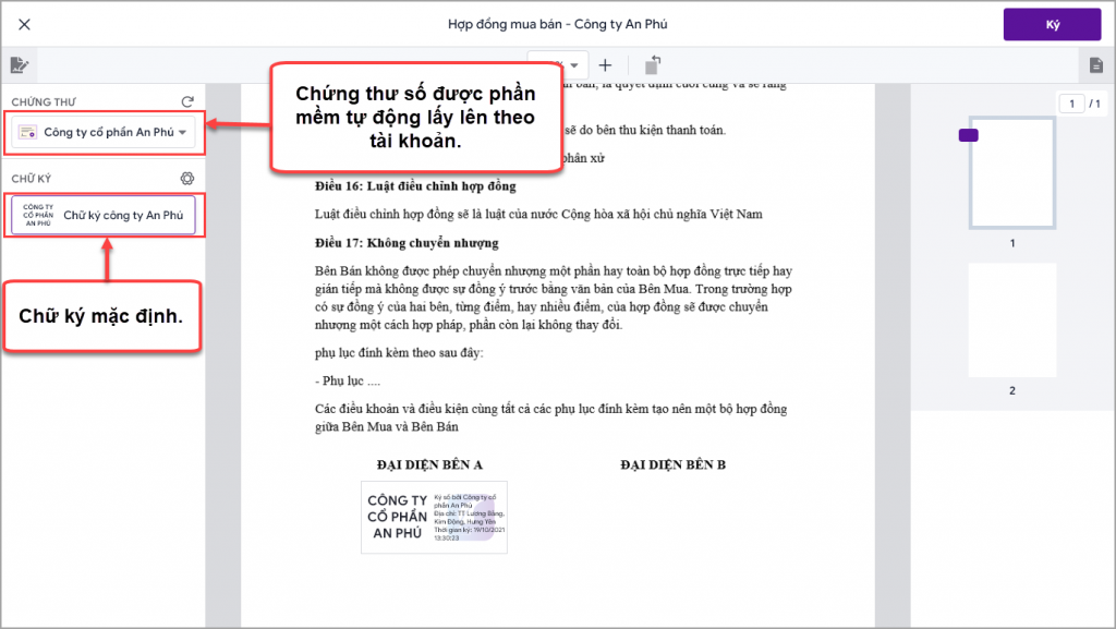 thiết lập chữ ký misa esign