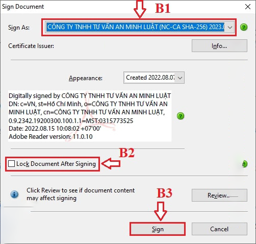 thực hiện ký số file PDF