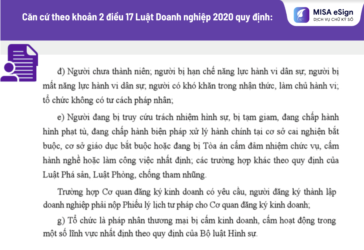 cá nhân không được thành lập doanh nghiệp