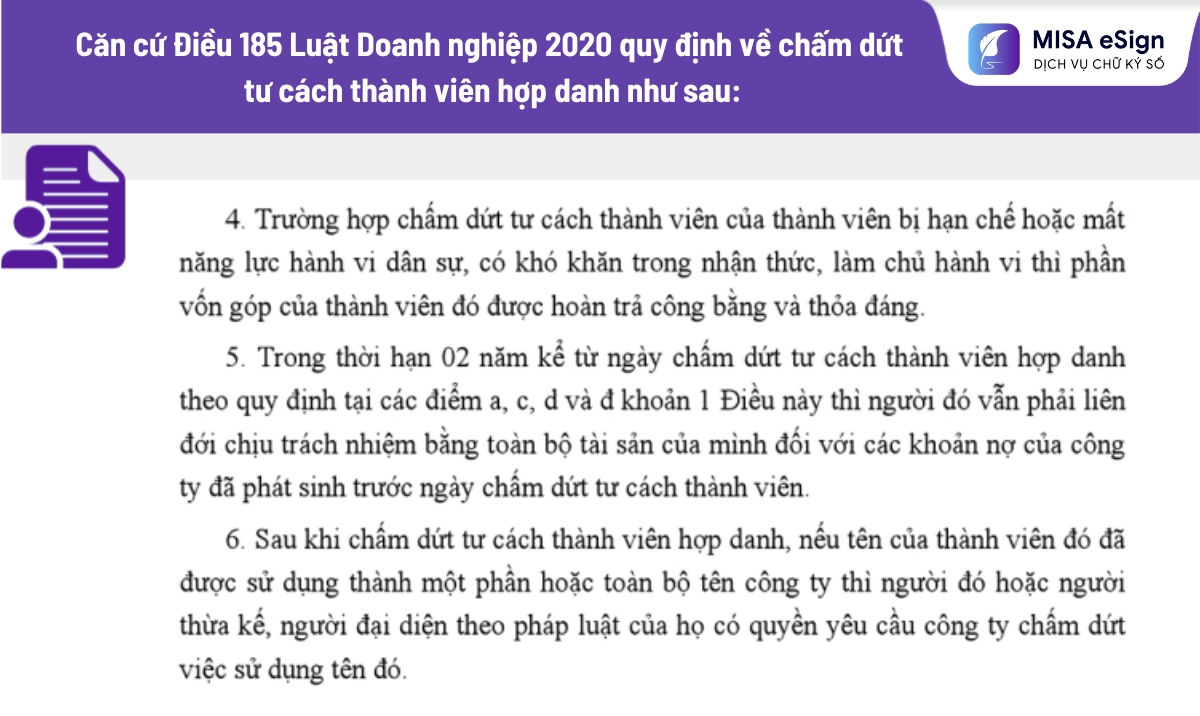 chấm dứt tư cách thành viên công ty hợp danh