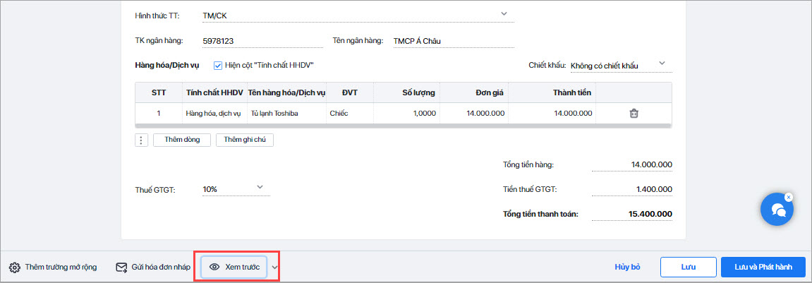 kiểm tra địa chỉ người mua và người bán trên hóa đơn nháp