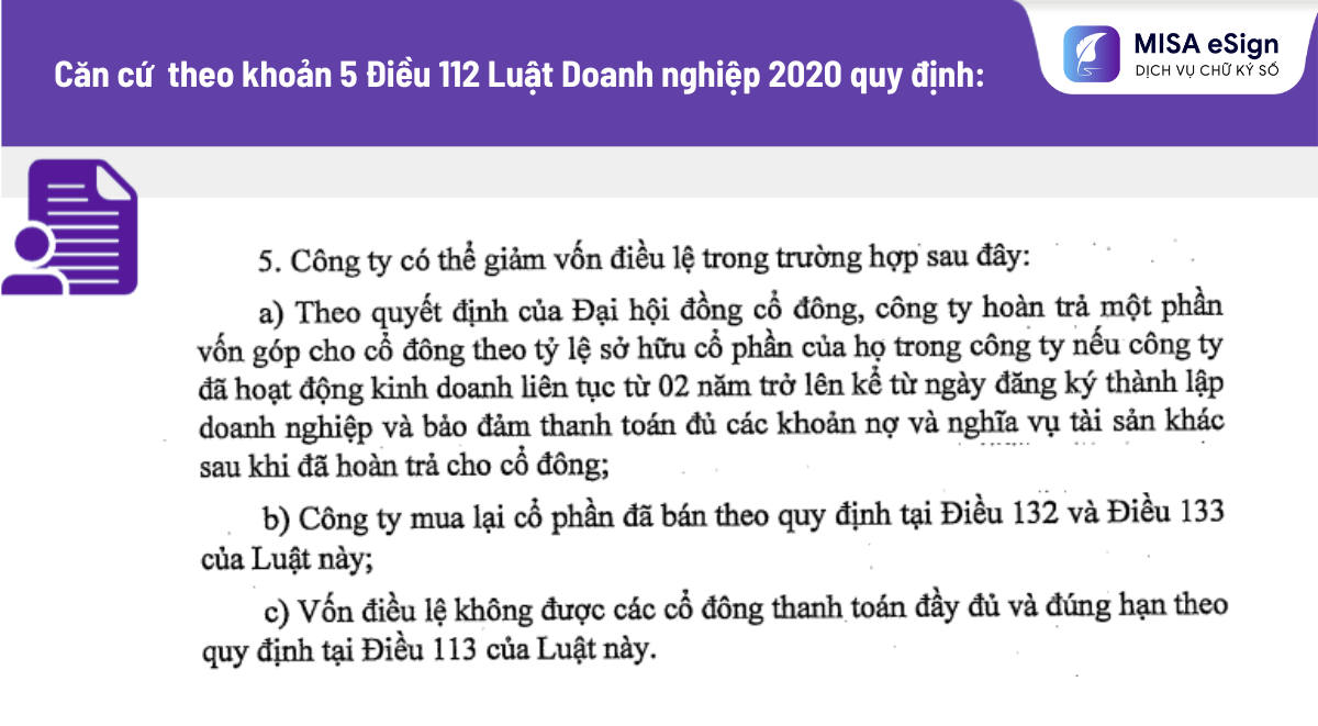 giảm vốn điều lệ công ty cổ phần