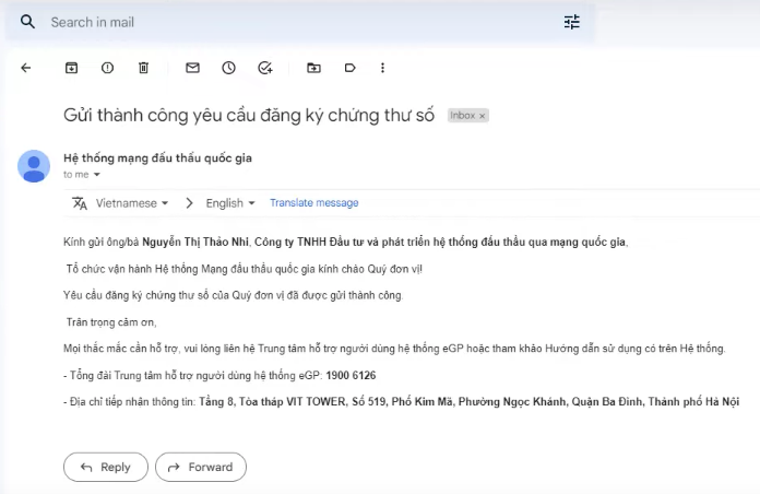 mail xác thực đăng ký chứng thư số đấu thầu công cộng