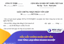 mẫu giấy chứng nhận phần vốn góp