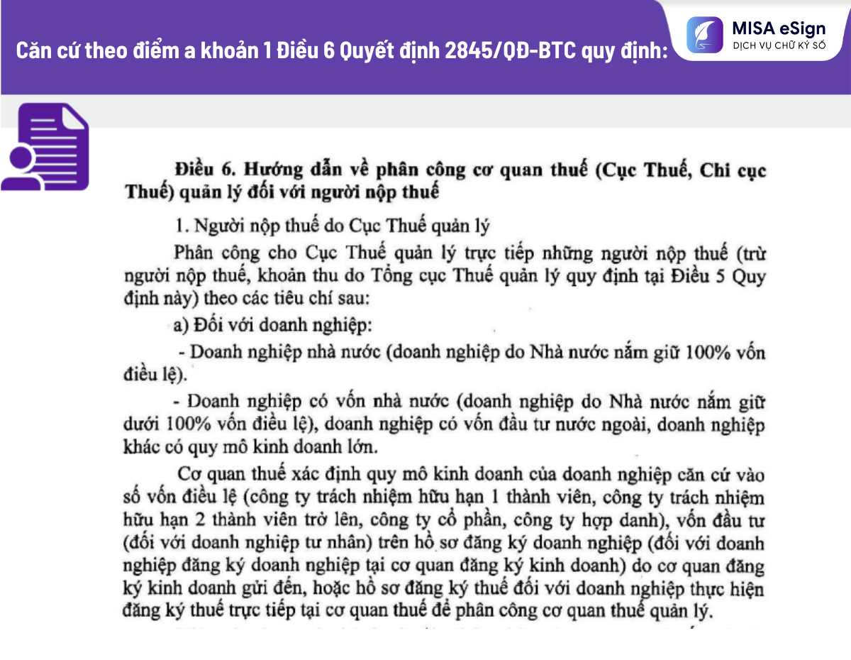 phân công cơ quan thuế quản lý