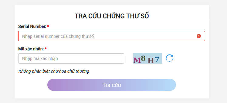 tra cứu chứng thư số