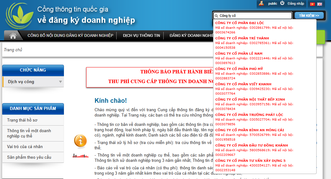 tra cứu vốn điều lệ