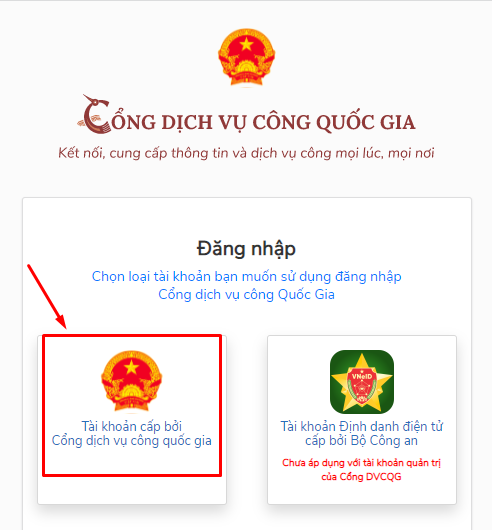 đăng nhập cổng dịch vụ công quốc gia