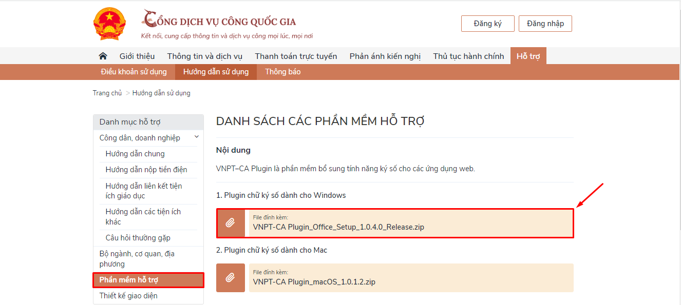 Plugin chữ ký số dành cho Windows:
