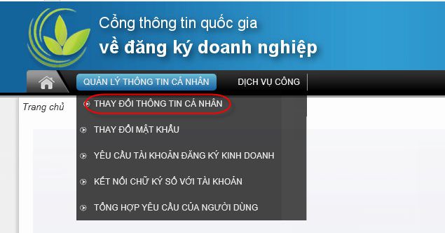 thay đổi thông tin