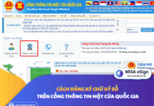 đăng ký chữ ký số trên cổng thông tin một cửa