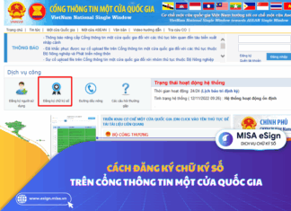 đăng ký chữ ký số trên cổng thông tin một cửa