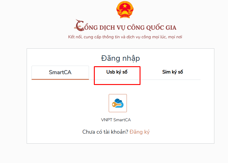 đăng nhập ký số cổng dịch vụ công quốc gia