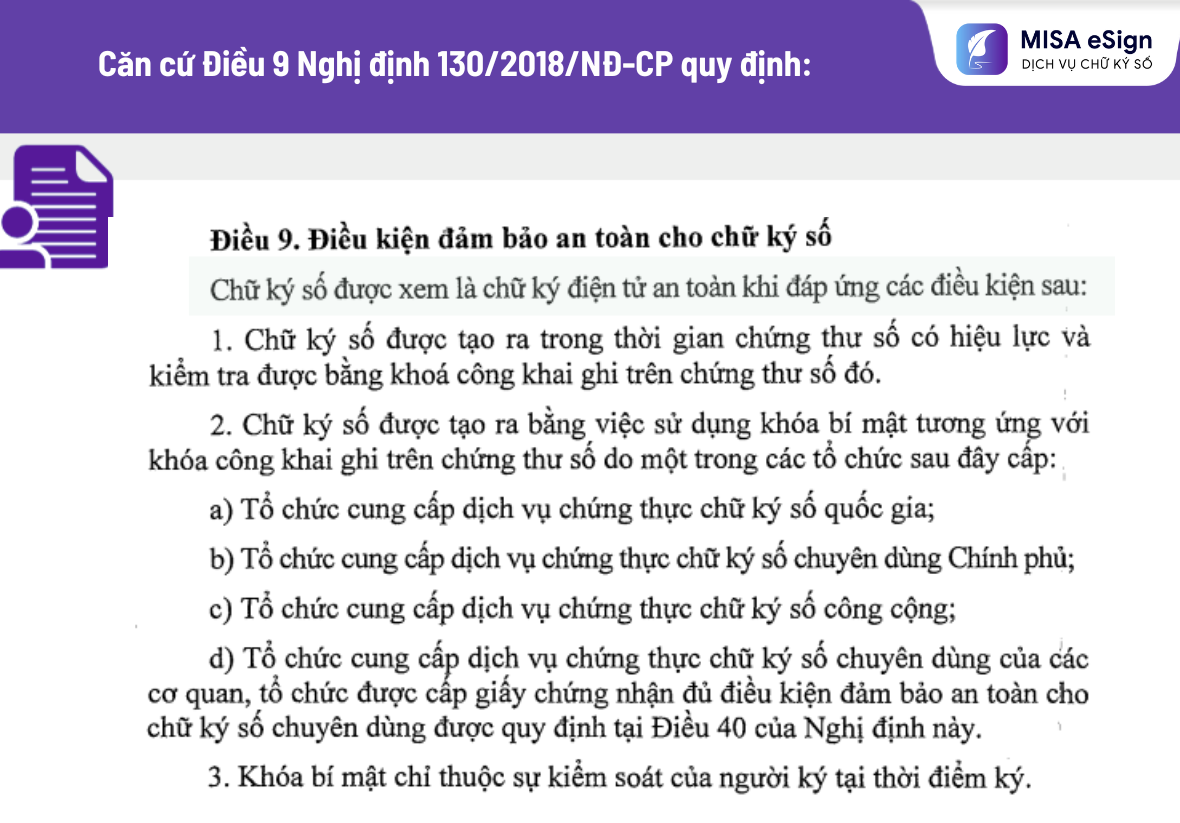 điều kiện an toàn chữ ký số
