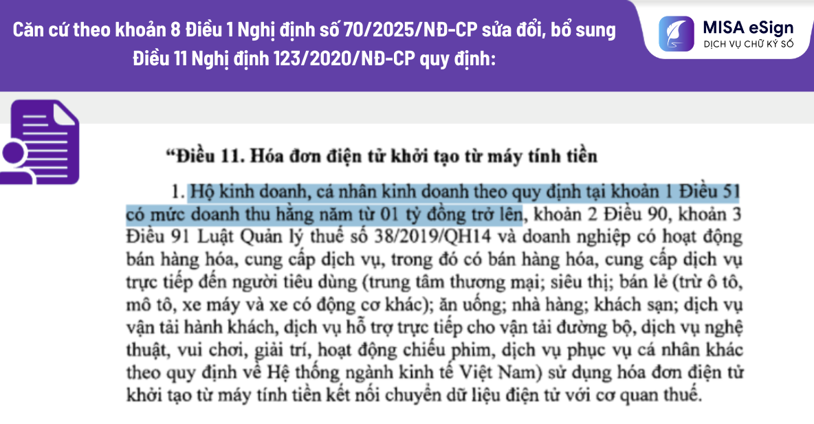 đối tượng sử dụng hóa đơn khởi tạo từ máy tính tiền
