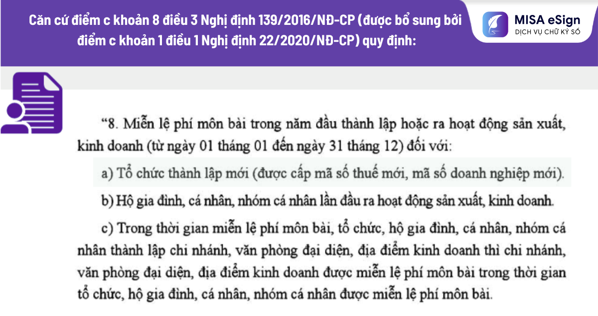 miễn lệ phí môn bài