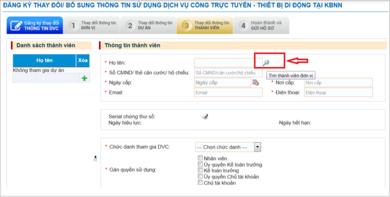thay đổi chữ ký số dịch vụ công kho bạc với chủ tài khoản 5