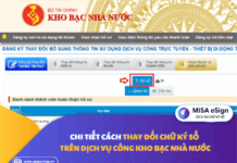thay đổi chữ ký số trên dịch vụ công kho bạc