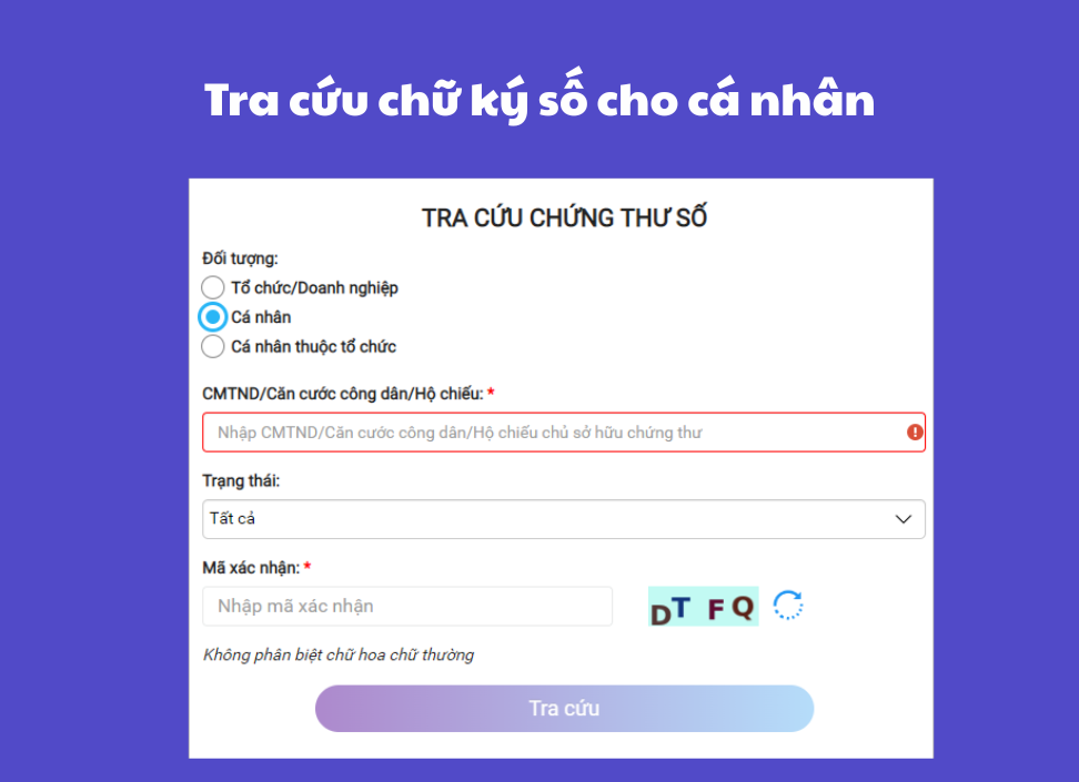 tra cứu chữ ký số cho cá nhân