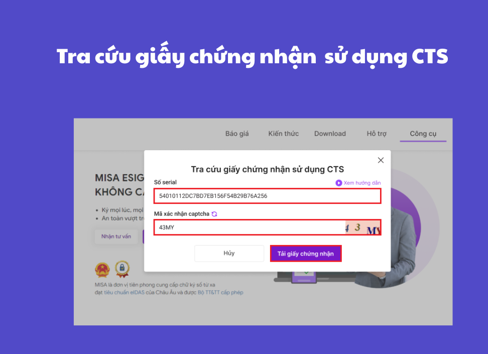 tra cứu giấy chứng nhận CTS