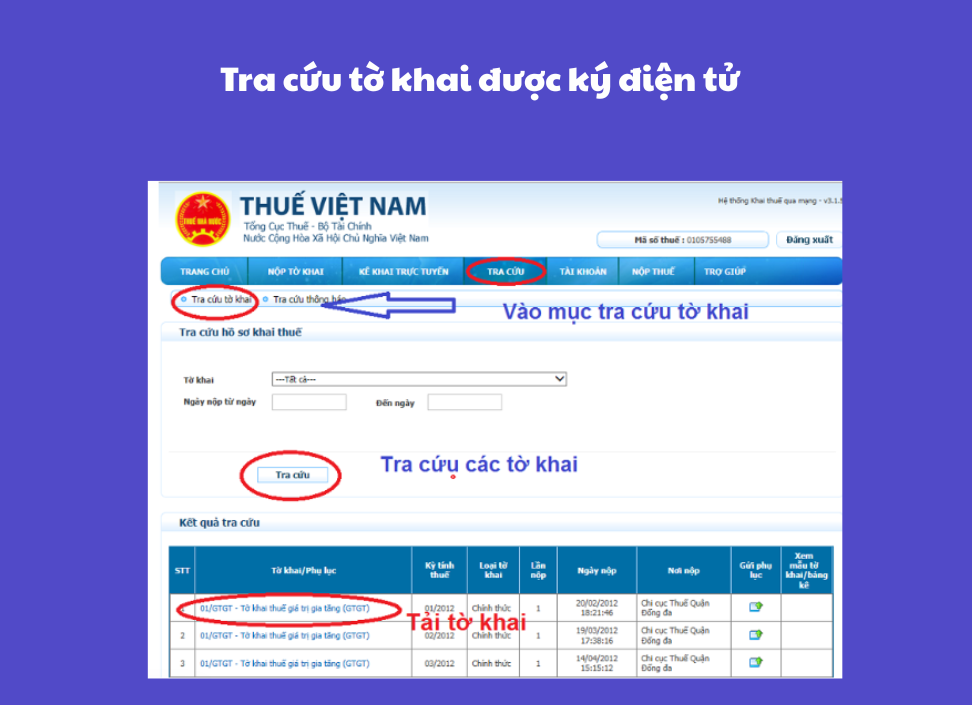 tra cứu tờ khai