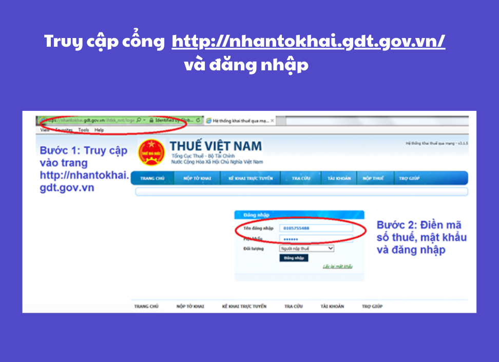 truy cập và đăng nhập trang thuế điện tử