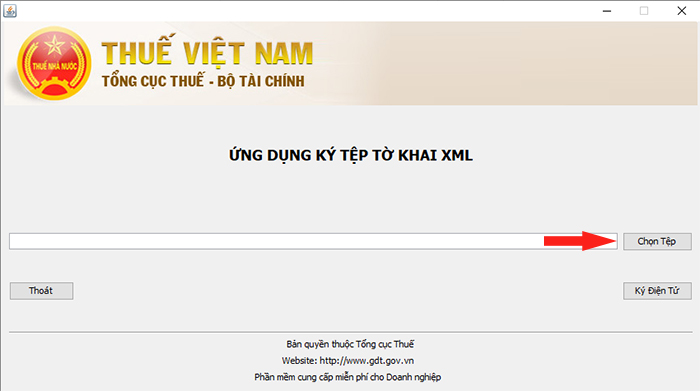 chọn tệp XML cần ký số