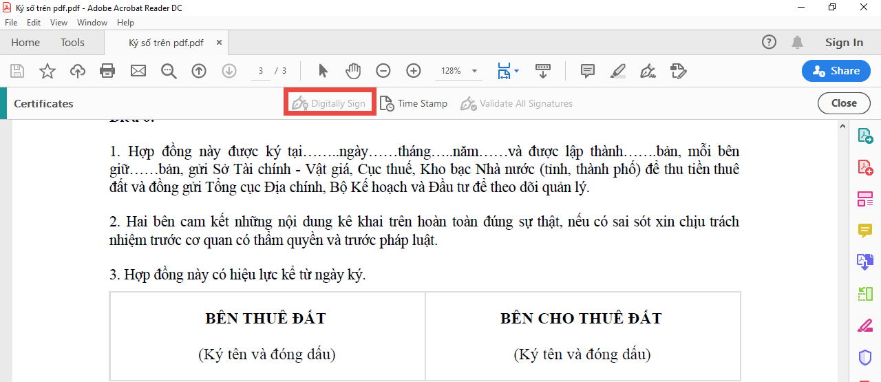 ký số file PDF
