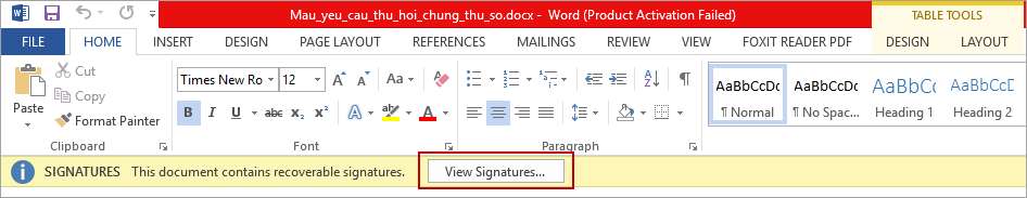 xem thông tin chữ ký số