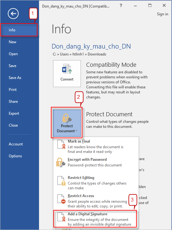 ký số offline trên word không xác định vị trí