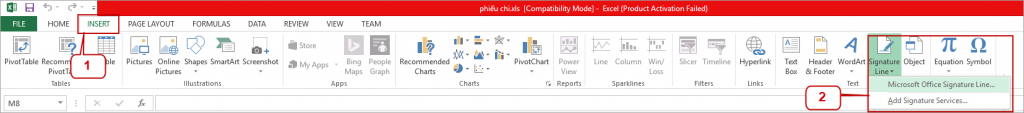 ký số trên excel