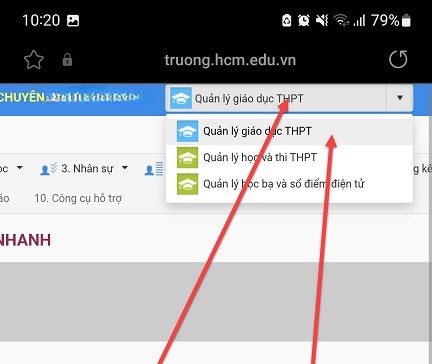 chọn phân hệ quản lý giáo dục