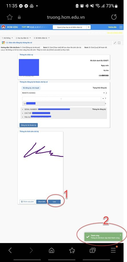 lưu thông tin đăng ký