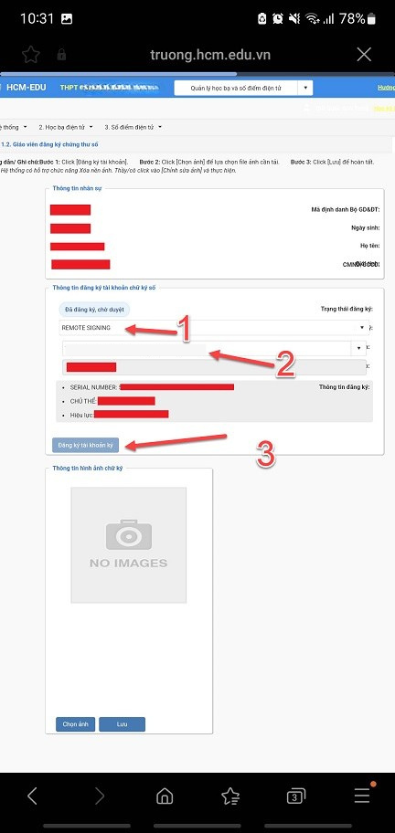 thiết lập dịch vụ chữ ký số