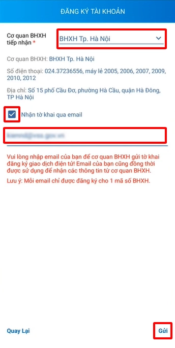 lựa chọn cơ quan BHXH tiếp nhận tờ khai