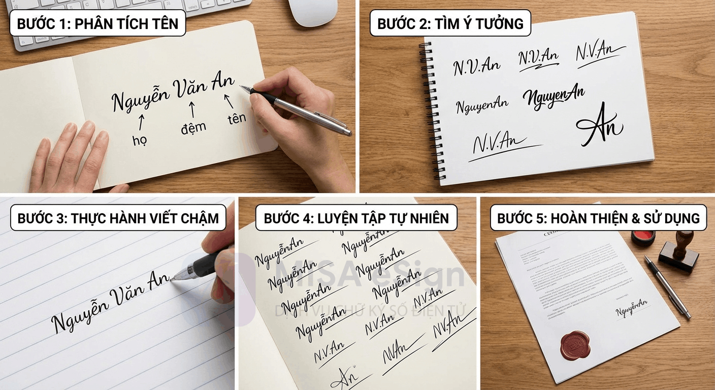 các bước luyện tập chữ ký
