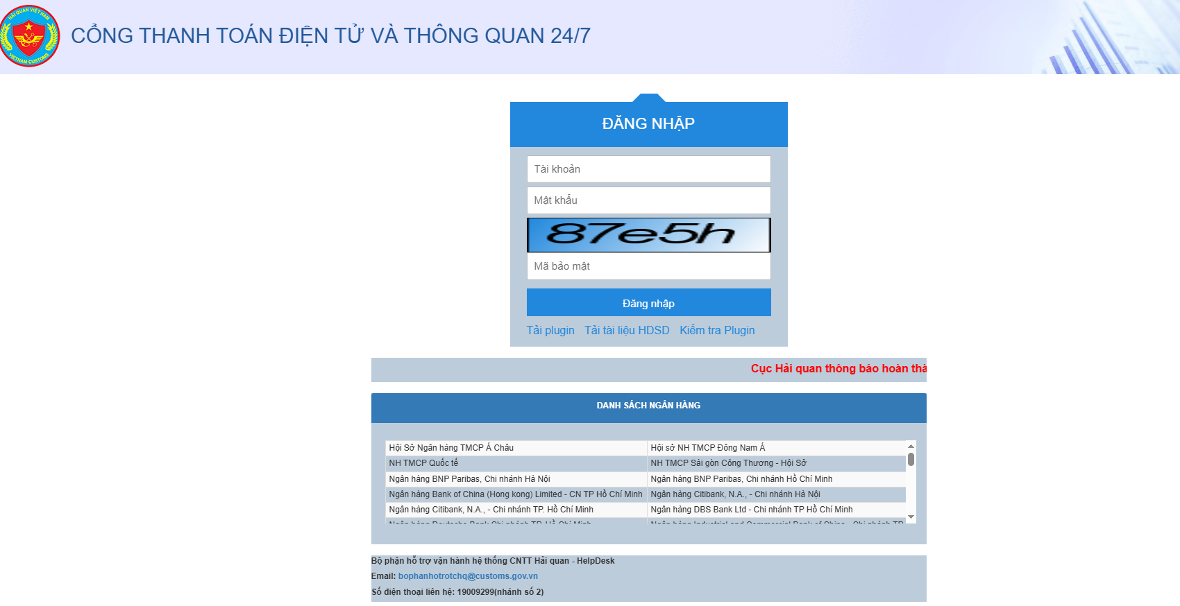 cổng thanh toán hải quan