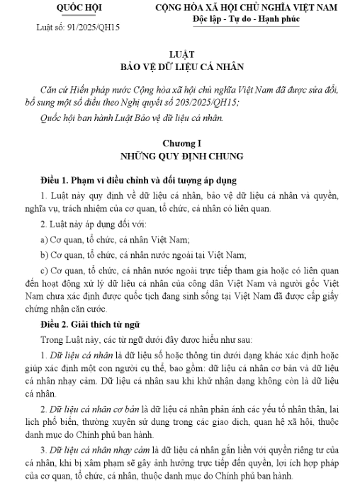 luật dữ liệu cá nhân