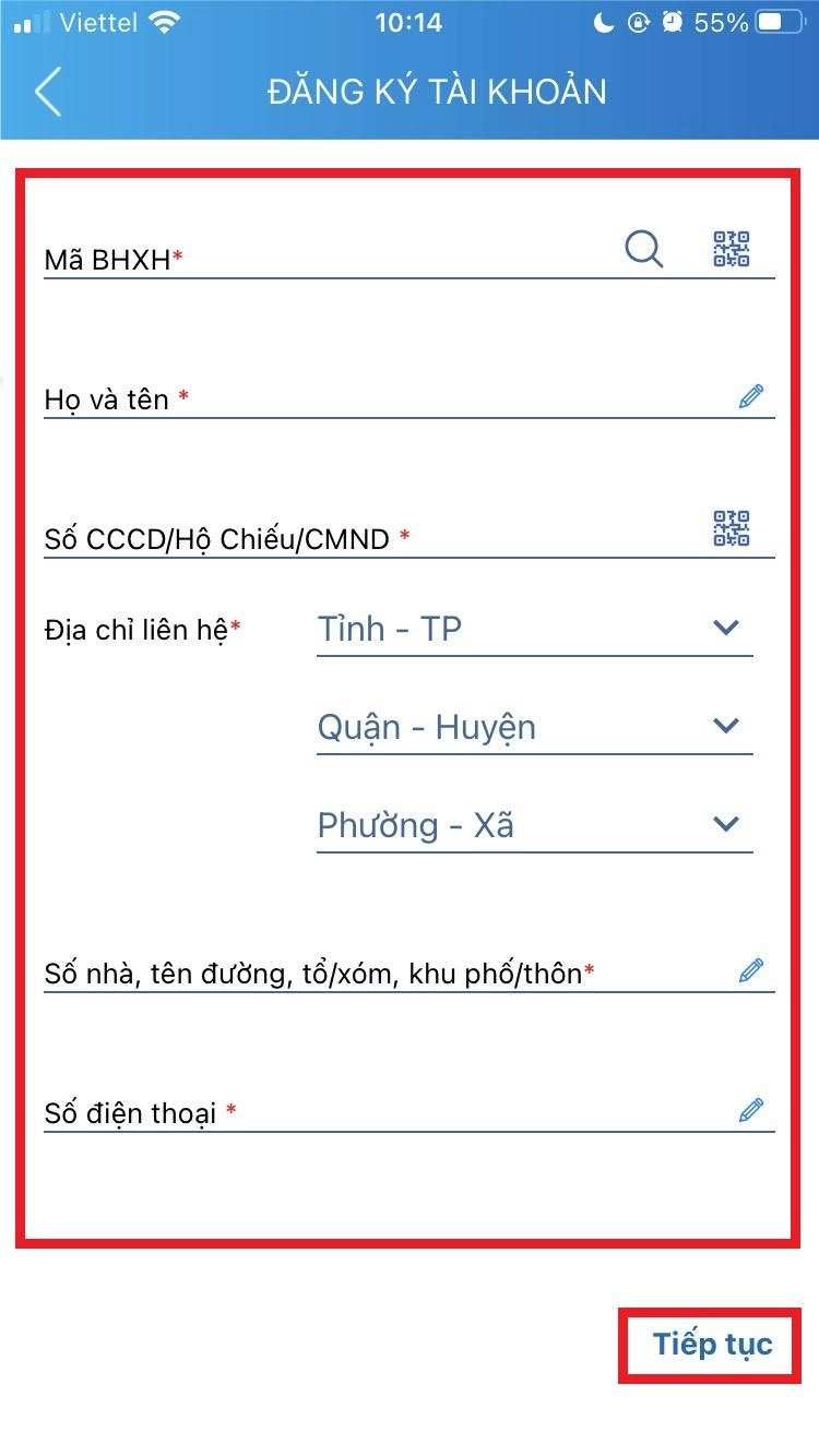 nhập thông tin VSSID