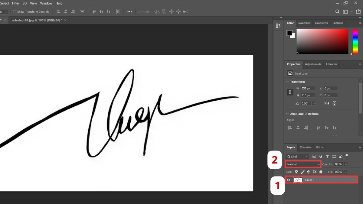 tách nền chữ ký chế độ Blend Mode