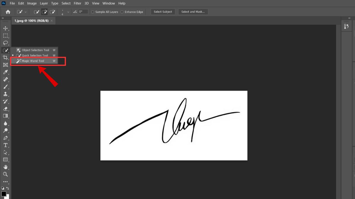 tách nền chữ ký bằng Magic Wand Tool