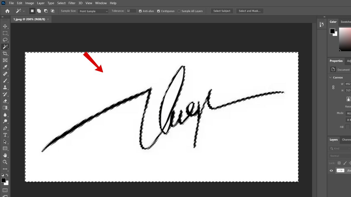 tách nền chữ ký trong photoshop bằng Magic Wand Tool