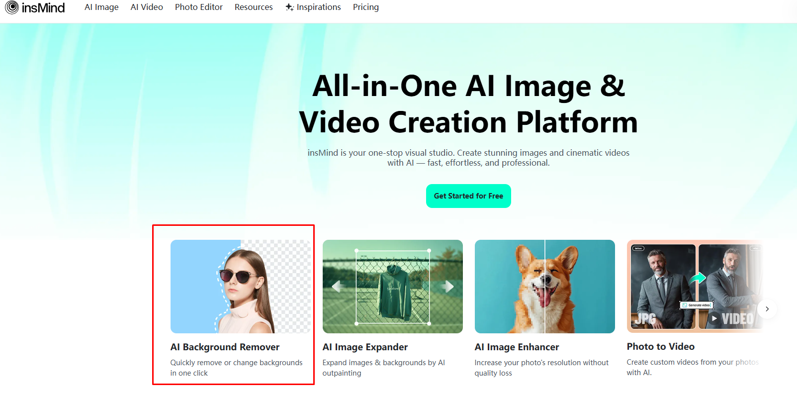 chọn ảnh xóa nền insmind