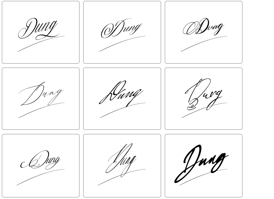 mẫu chữ ký tên Dũng